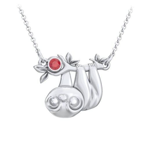 Kids Sloth Birthstone Critter Necklace