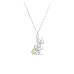 Kids Bunny Birthstone Critter Necklace in 925 Sterling Silver with Citrine