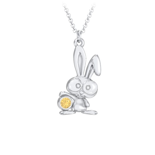 Kids Bunny Birthstone Critter Necklace – Sterling Silver with Citrine