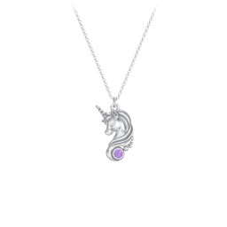 Kids Unicorn Pendant Necklace with Birthstone in 925 Sterling Silver with Amethyst