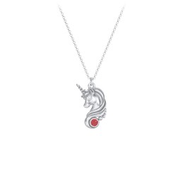 Kids Unicorn Pendant Necklace with Birthstone in 925 Sterling Silver with Garnet