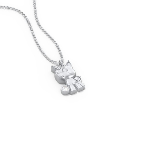 Baby Unicorn Birthstone Critter Necklace – Sterling Silver with Diamond
