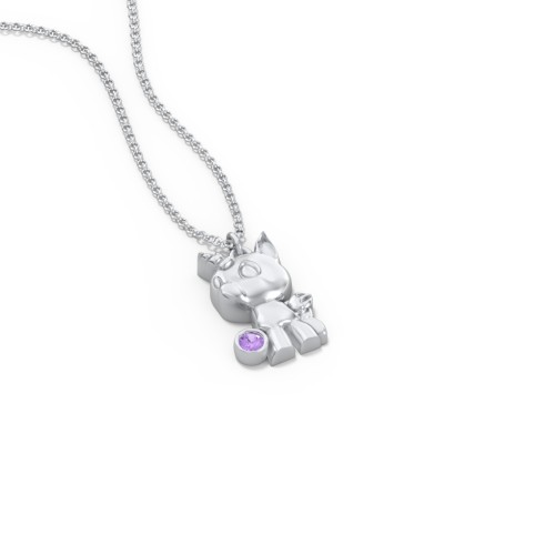 Baby Unicorn Birthstone Critter Necklace – Sterling Silver with Amethyst