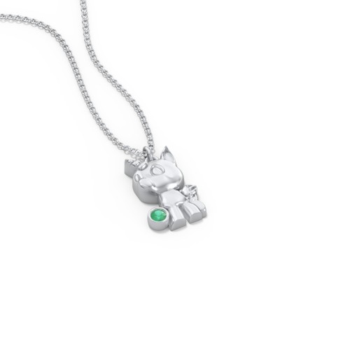 Baby Unicorn Birthstone Critter Necklace – Sterling Silver with Emerald