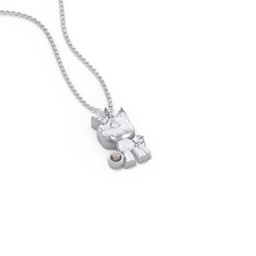 Baby Unicorn Birthstone Critter Necklace – Sterling Silver with Smokey Quartz