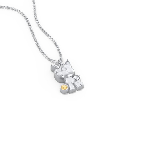 Baby Unicorn Birthstone Critter Necklace – Sterling Silver with Citrine