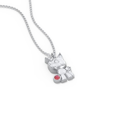Baby Unicorn Birthstone Critter Necklace – Sterling Silver with Garnet