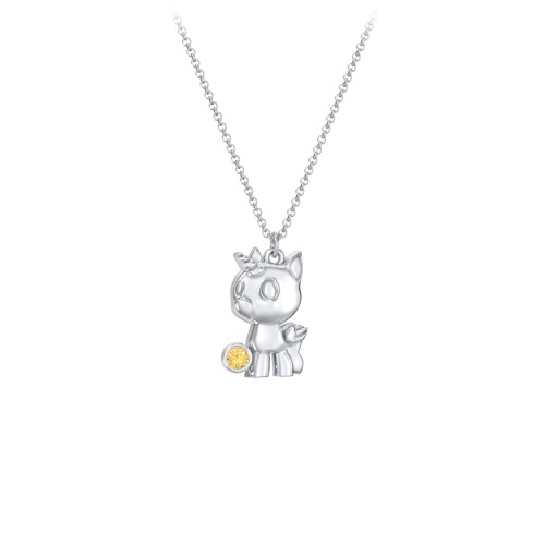 Baby Unicorn Birthstone Critter Necklace – Sterling Silver with Citrine