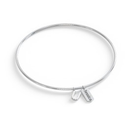 Classic Bangle with Pavé Initial and Engravable Tag Charms - U
