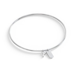 Classic Bangle with Pavé Initial and Engravable Tag Charms - Y