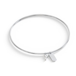 Classic Bangle with Pavé Initial and Engravable Tag Charms - Y