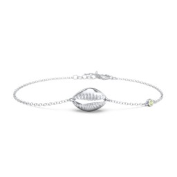 Coffee Bean Shell Bracelet with Bezel Set Gemstone