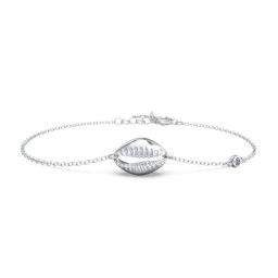 Coffee Bean Shell Bracelet with Bezel Set Gemstone