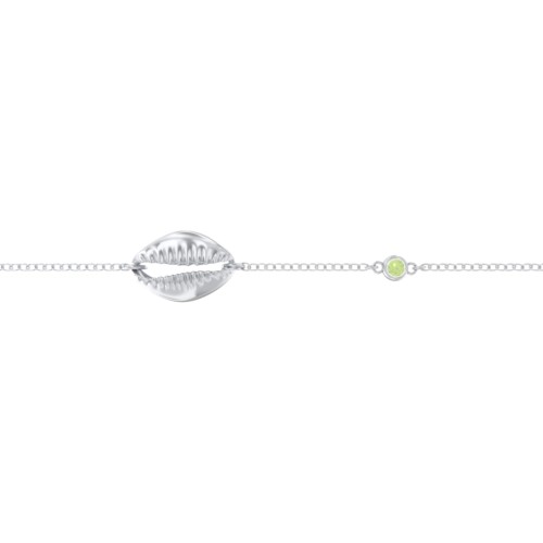 Coffee Bean Shell Bracelet with Bezel Set Gemstone