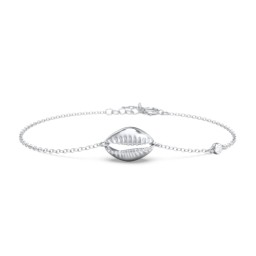 Coffee Bean Shell Bracelet with Bezel Set Gemstone in 925 Sterling Silver with Diamond