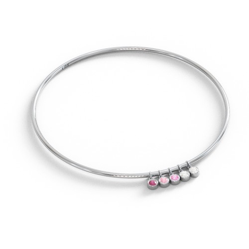 Classic Bangle with 5 Gemstone Charms