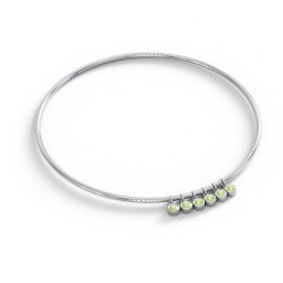 Classic Bangle with 6 Gemstone Charms