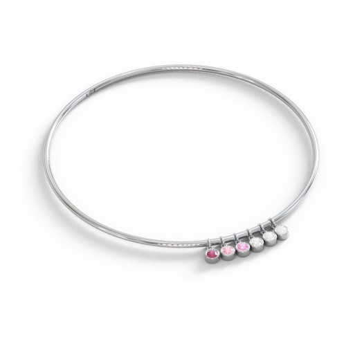 Classic Bangle with 6 Gemstone Charms