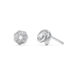Ocean Collection Studs With Accent - Pair in 925 Sterling Silver with Diamond