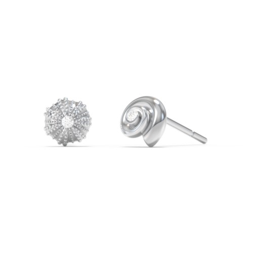 Ocean Collection Studs With Accent - Pair – Sterling Silver with Diamond