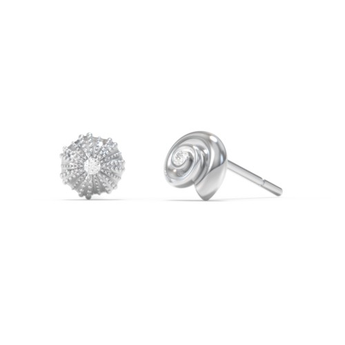 Ocean Collection Studs With Accent - Pair – Sterling Silver with White Premium Zirconia