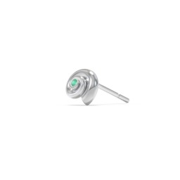 Ocean Collection Single Stud With Accent - Spiral Shell in 925 Sterling Silver with Emerald