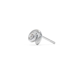 Ocean Collection Single Stud With Accent - Spiral Shell in 925 Sterling Silver with Smokey Quartz