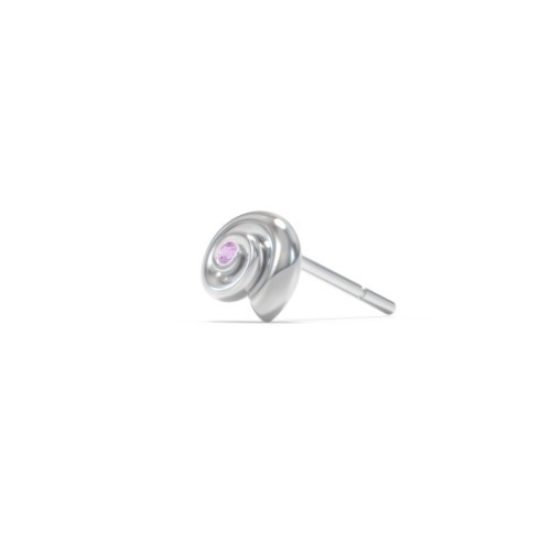 Ocean Collection Single Stud With Accent - Spiral Shell – Sterling Silver with Amethyst