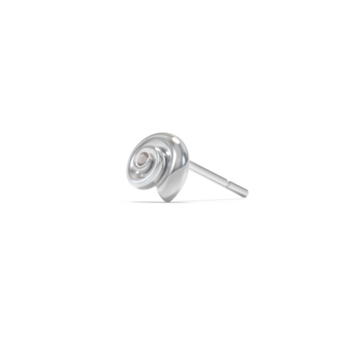 Ocean Collection Single Stud With Accent - Spiral Shell – Sterling Silver with Smokey Quartz