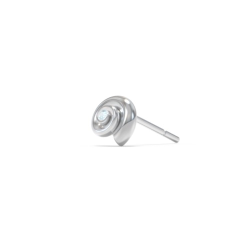Ocean Collection Single Stud With Accent - Spiral Shell – Sterling Silver with Blue Topaz