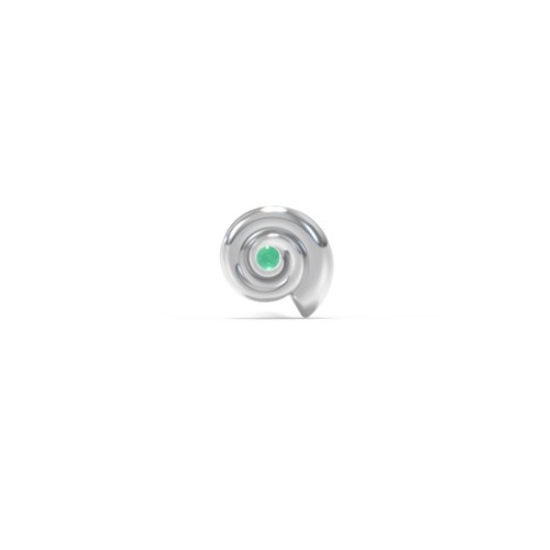 Ocean Collection Single Stud With Accent - Spiral Shell – Sterling Silver with Emerald