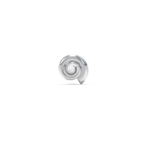 Ocean Collection Single Stud With Accent - Spiral Shell – Sterling Silver with White Premium Zirconia