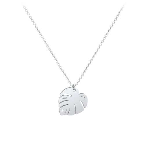 Monstera Leaf Necklace with Accent