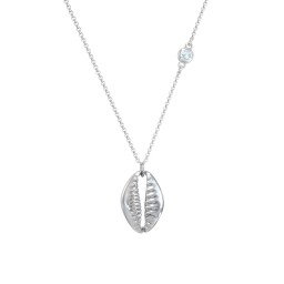 Coffee Bean Shell Necklace with Bezel Set Gemstone