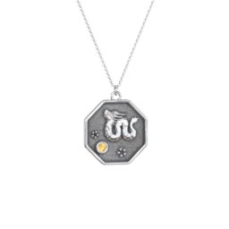 Year of the Dragon Engravable Zodiac Medallion Necklace in 925 Sterling Silver with Citrine