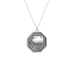 Year of the Pig Engravable Zodiac Medallion Necklace