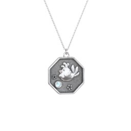 Year of the Rooster Engravable Zodiac Medallion Necklace in 925 Sterling Silver