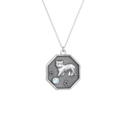 Year of the Tiger Engravable Zodiac Medallion Necklace in 925 Sterling Silver