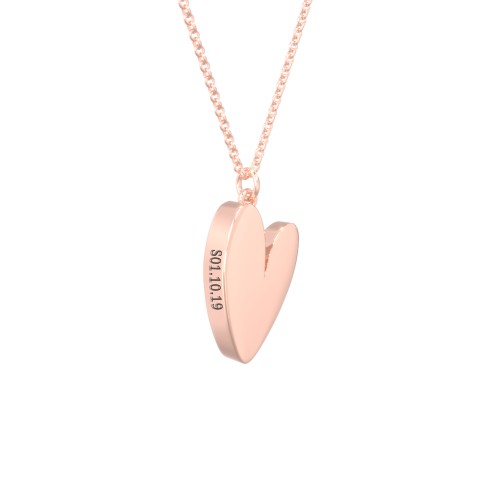 Tilted Heart with Side Engraving – 10K Rose Gold