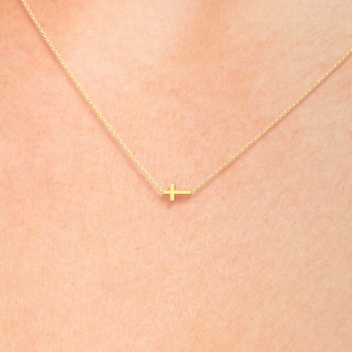 Sideways Cross Necklace – Sterling Silver
