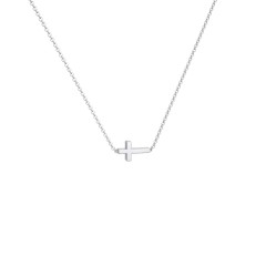 Sideways Cross Necklace – Sterling Silver