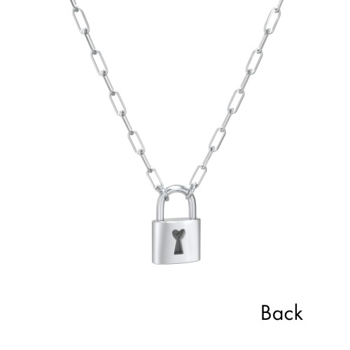 Engravable Lock Necklace with Gemstone – Sterling Silver with Ruby