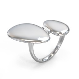 Pebble Statement Ring with Gemstone in 925 Sterling Silver with Diamond
