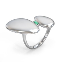 Pebble Statement Ring with Gemstone in 925 Sterling Silver with Emerald