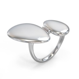 Pebble Statement Ring with Gemstone in 925 Sterling Silver with Smokey Quartz