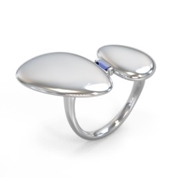 Pebble Statement Ring with Gemstone in 925 Sterling Silver with Blue Sapphire