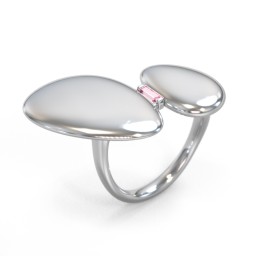 Pebble Statement Ring with Gemstone in 925 Sterling Silver with Pink Tourmaline