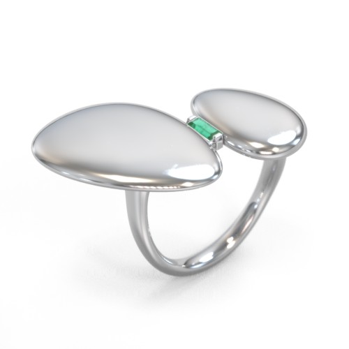 Pebble Statement Ring with Gemstone – Sterling Silver with Emerald