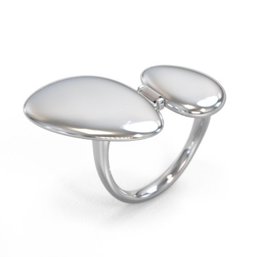 Pebble Statement Ring with Gemstone – Sterling Silver with Smokey Quartz