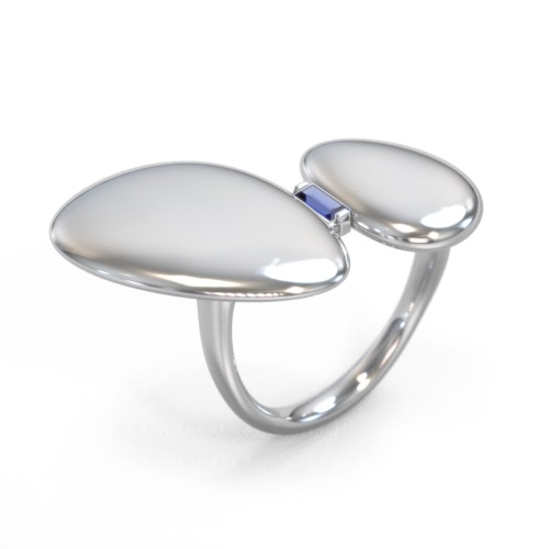 Pebble Statement Ring with Gemstone – Sterling Silver with Blue Sapphire
